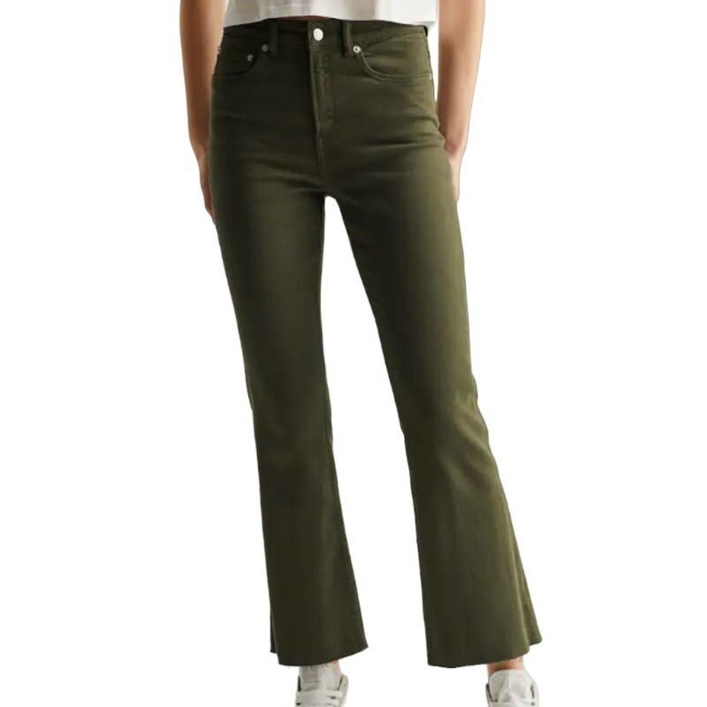 Mango Teen Girls Frayed Finish Flare Jeans in Green, Size M​​​​​​​​